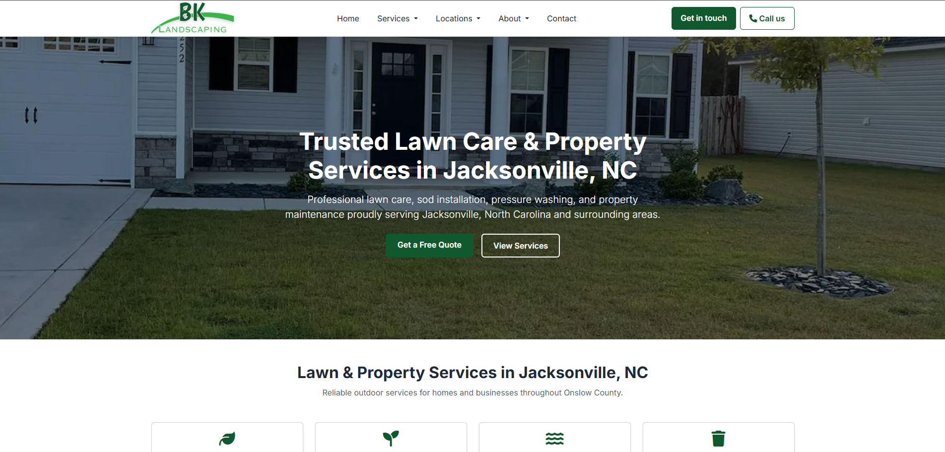 BK Lawn & Landscaping website
