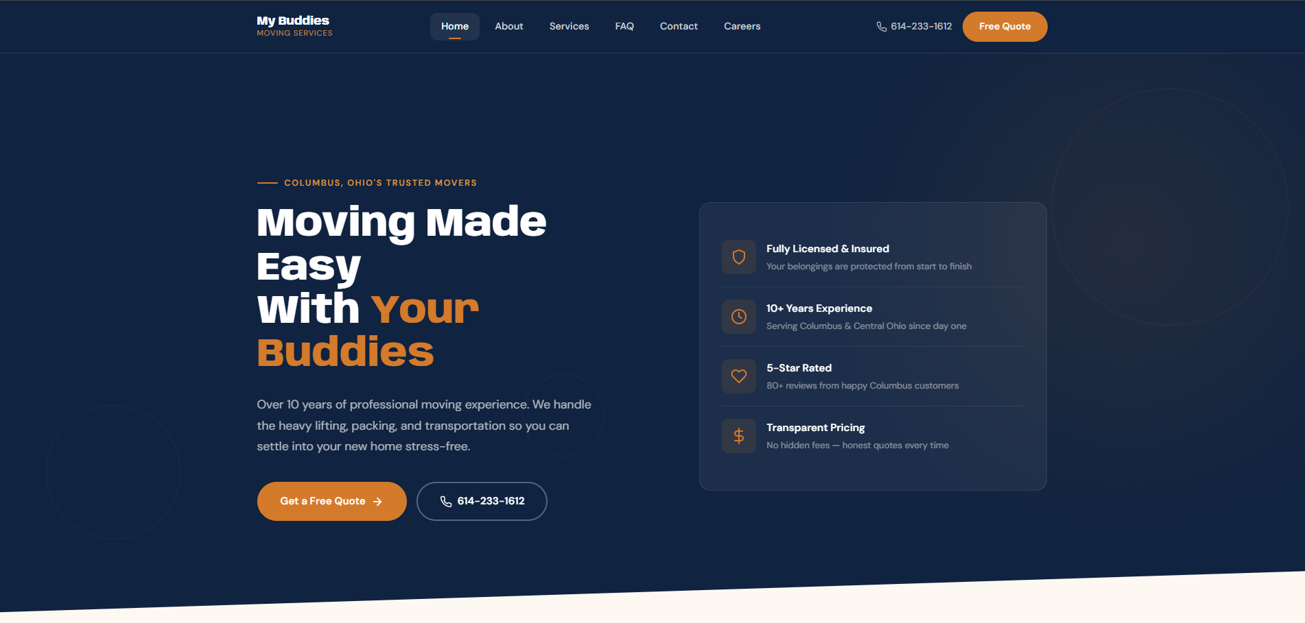 My Buddies Moving Services website