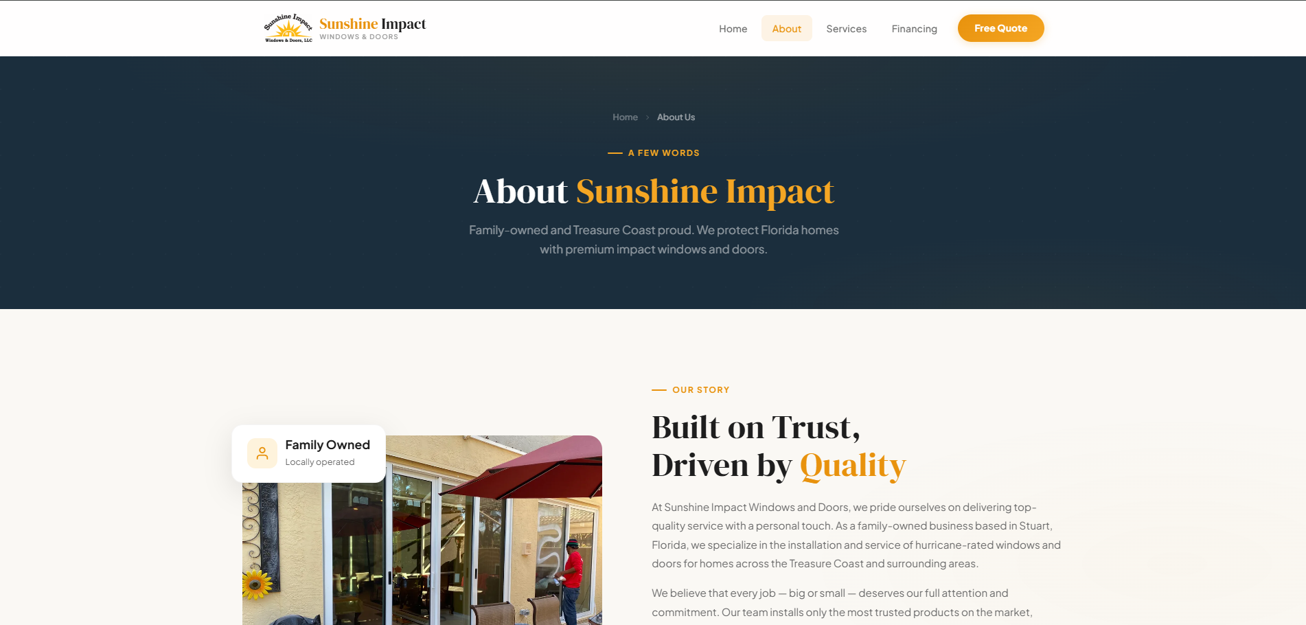 Sunshine Impact Windows & Doors website